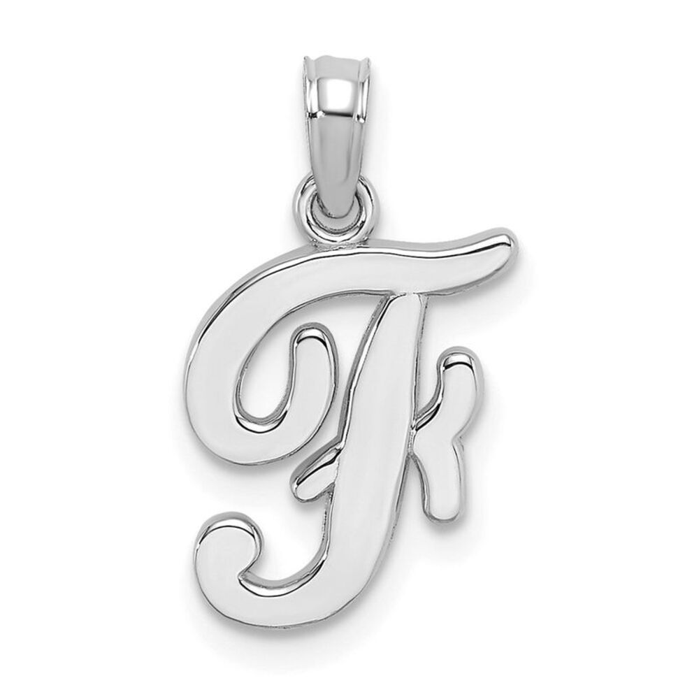 10k White Gold Polished F Script Initial Charm - image 1